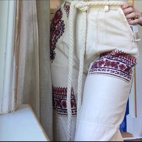 Free People distressed paisley patterned jeans - Picture 1 of 16